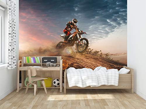 Oedim Vinyl und Tapete für Kinder Motocross | Fototapete für Wände | Vinyl Deko | Wand | Tapete | Dekoration | Wohnzimmer | Schlafzimmer 200x150cm