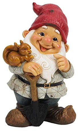 Country Living Garden Standing Gnome with Squirrel