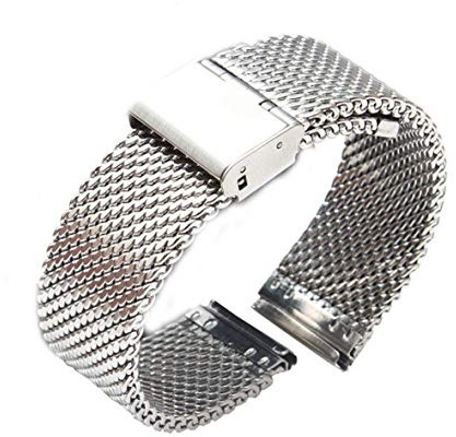 Unisex Edelstahl Uhrenarmband Mesh Metallarmband 16 18 20 22 24 mm Breite Ersatzarmband für Damen und Herren Uhren