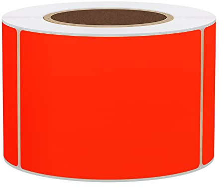 Hybsk 2x3 Inch 300pcs Fluorescent Red Sticker Rectangle Blank Color Coding Neon Labels for Office Organization Shipping Warehouse Labeling (Fluorescent Red)