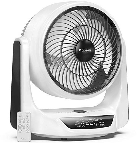 Pro Breeze 10” DC Air Circulator Fan - Ultra Quiet - Automatic Oscillation, 16 Fan Speeds, 4 Operational Modes, Timer, LED Display & Remote Control. Perfect for Desks, Bedrooms & Offices