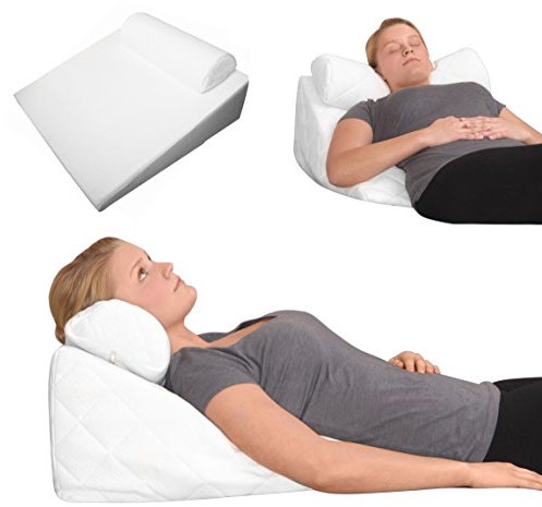 Orthopädisches Gelschaum Deluxe REFLUX Kopfkissen Gel Keilkissen Erhöhungskissen mit Nackenrolle L55xB48xH27 cm WEISS temperaturneutral keilförmiges Refluxkissen soft weich zum Lesen Fernsehen