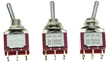 SALECOM DPDT 6-poliger 3-Wege-ON/ON/ON Gitarren-/AMP-Mini-Kippschalter für Auto/Boot, 3 Stück