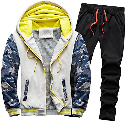 PAJKWW Jacke Herren Winter Wärme Reißverschluss Moderner Herren Hoodie Anzug Kordelzug Lässig Sport Bequem Jogging Bergsteigen Plus Fleece Herren Sweatshirt O-Light Grey1 L