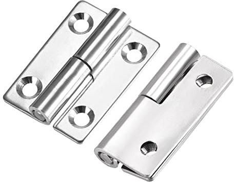 sourcing map Lift Off Hinge (50mm/2) 2pcs, 304 Stainless Steel Left-Handed Slip Joint Small Flag Hinges - for Cabinet Door, Silver Tone