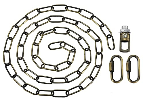 YOKIVE 1 Conjunto Colgante Luz Accesorio Cadena, 4mm Grueso Candelabro Colgante Enlace con Conector Ganchos Anillo, Genial para Techo Luces, Lámparas (Bronce, 80)