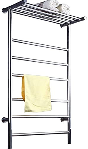 KLZUOPT Scaldasalviette Scaldasalviette in Acciaio Inossidabile 304 Scaldasalviette Bagno, Asciugatura Scaldasalviette Elettrico A Parete con Ripiano Superiore in Cromo,Wz,Plug in,