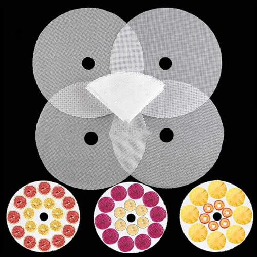 Fhioevt 5 Pièces Silicone Feuilles Rondes de Déshydrateur de Fruits Tapis De Vapeur Antiadhésif Réutilisable pour Séchoir à Fruits