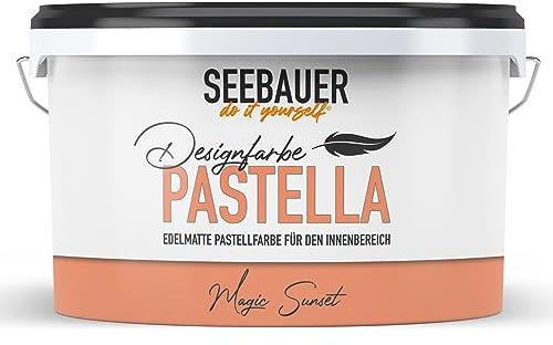SEEBAUER diy Pastellfarbe PASTELLA Orange 2,5L (Magic Sunset) Edelmatte Wandfarbe Orange - Innenfarbe sehr hohe Deckkraft - Matt, Abwaschbar und Tropffrei