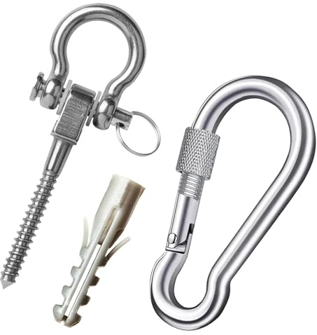 Adicase Schaukelhaken (Karabiner mit Schraubverschluss), 304 Edelstahl Deckenhaken Halterung für Holzbalken, Ich-Balken, Hängematten Haken,Yoga Hängematte Stuhl – Silber