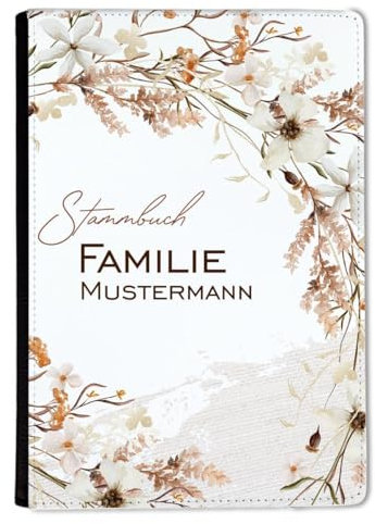 CreaDesign, Stammbuch Hochzeit personalisiert, Familienstammbuch A5 aus Leder mit Klemmschiene, 15 x 22 cm
