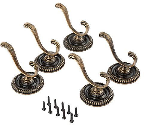 Wlauqueta 5 Stück Kleiderbügel Türhaken Badezimmer Vintage Haken aus Zinklegierung für Schlüsselanhänger Tasche Hut Mantel Wandhaken mit Schrauben 5,4 cm Haken