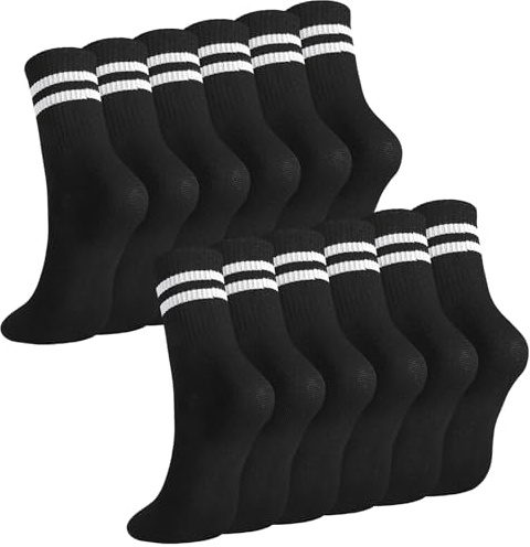 Zuimei 6 Pairs Ladies Socks Sports Gym Leisure Crop Socks, Black Ankle Cotton Liners Sock Multipack for Men & Women