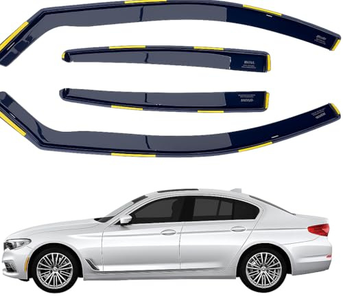 Haibak Windabweiser-Set, kompatibel mit BMW 5er-Serie G30, 4-Türer Limousine, 4 Stück, ab 2017, getönt in Kanalmontage