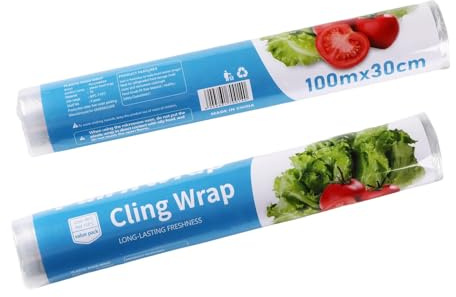 2 Rouleaux de Film Alimentaire 30 cm x 100 m, Adaptés au Distributeur de Film alimentaire Marque Quasziwa, Pratique pour la Conservation des Aliments en Cuisine. (Pack de 2)