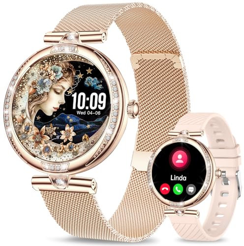Efolen Smartwatch für Damen (Annehmen/Tätigen von Anrufen), 1,2-Zoll-Touchscreen, Fitnessuhr mit SpO2 HR-Schlafmonitor, 120+ Sport, IP68 wasserdichter Schrittzähler, Damen-Smartwatch für iPhone