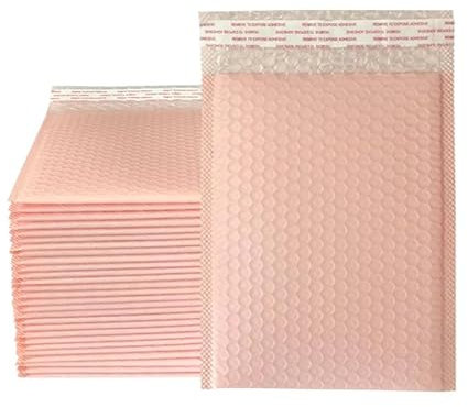 LuftpolsterumschläGe 50 Stück rosa Poly-Luftpolsterversandtaschen, gepolsterte Umschläge, mit Luftpolsterfolie gefütterte Polymailer-Beutel Versandtaschen Luftpolster(Color:Light pink-50pcs,Size:13*15