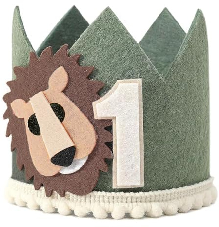 GotGala Löwe 1. Geburtstag Krone Dschungel Safari Wild One Erster Geburtstag Hut 1. Löwe Thema Geburtstagsdekoration für Jungen