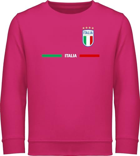 Shirtracer Sweatshirt Kinder Pullover für Jungen Mädchen - Fußball EM WM - Italien Trikot Wappen | Italia mit Stolz | Italienisches Fan-Motiv - 140 (9/11 Jahre) - Fuchsia - Europameisterschaft Italy