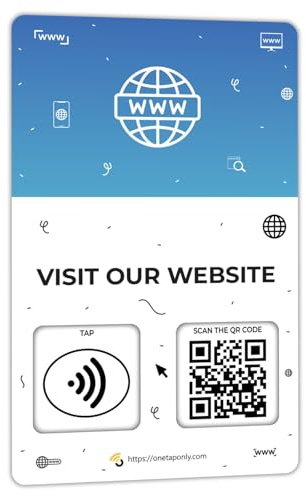 NFC Visitenkarten 1 Packung - Kontaktloses Smart Tap & QR Code - Kompatibel mit Website Review System - Wiederverwendbares Feedback-Tool für Restaurants, lokale Unternehmen - Funktioniert mit allen