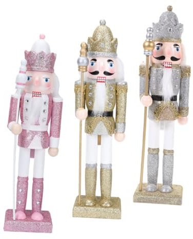 LABRIMP 3pièces Figurines De Noël Traditionnelles De Soldats Bois Huileux Décorations De Noël Élégantes pour Maison Bureau Idées Festives