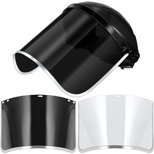 Amylove Safety Tinted Face Shield for Grind and Cutting Lightweight Protective Masks with Clear Replacement Guard Mask(Stylish Style,Black, Black, Clear,2 Pcs)