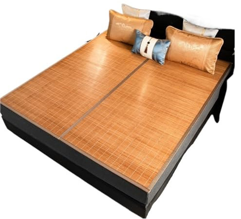 AMYSTY Sommer-Schlafmatte Sommer-Kühl-Isomatte Kühlmatte Pad Faltbare Doppelseitige Bambus Sommer Schlafmatte Für Zuhause Schlafsaal Bambusmatten-Bett Sommerschlafmatte(1.35 * 1.9m)