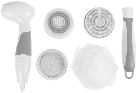 Beatifufu Elektrische Badebürste Langstiel Duschbürste mit Massagefunktion Abs Körperreiniger für Rücken und Reisen mit Aufhängeöse Zufällige Farbe