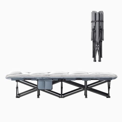 Campingbett Klappbar Extra Breit Mit Matratze Tragfähigkeit 250 Kg, Leichtes Feldbett Klappbar Mit Seitentaschen, Für Erwachsene Garten Camping Reisen