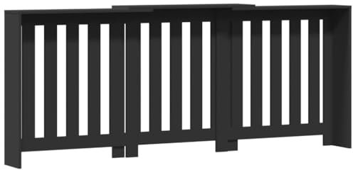 Gecheer Engineered Wood Radiator Cover Cabinet - Modern Black Decor with Shelf, 156/205 x 21.5 x 83.5 cm, Living Room Model852763
