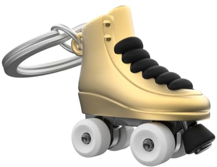 METALMORPHOSE – Llavero con patines dorados, pasión deportiva, patinaje, regalo para hombre y mujer