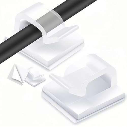 70 Pièces Attache Câble Adhésif Transparent, Clip Câble pour Gestion de Câbles de Bureau et Maison, Support Câble Mural pour Organisation et Fixation, Convient pour Éclairage et Décorations, FHISKUNYU