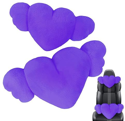 Heart Angel Wings Pillow - 2X Soft Car Accessories Neck Pillow With Wings For Driving | Cozy Cute Car Pillow Headrest For Driving, Home