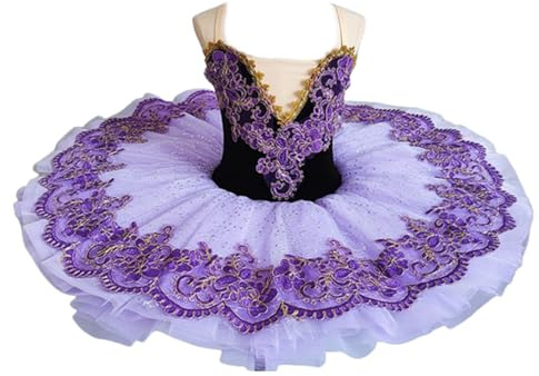 OTMYIGO Professionelles Ballett-Tutu für Mädchen, Platter Pancake Tutu, Ballerina, Partykleid, Kinder, Ballett, Tanzwettbewerb, Kostüm