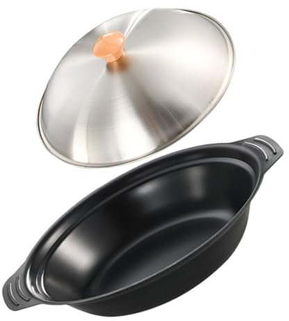 COLLBATH Double Frying Pan Induction Frying Pan Lid Nonstick Coating Double Handle Cooking Wok Kitchen Hot Pot Home Accessory Reusable Hot Pot Wear Resistant Food Wok Kitchen