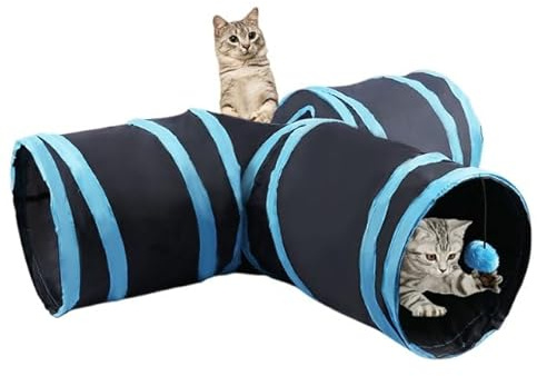LATRAT Tunnel pour chat pliable, Apportez une petite balle，Tunnel pour Chat Interieur Jouets pour Cat, Puppy, Rabbit