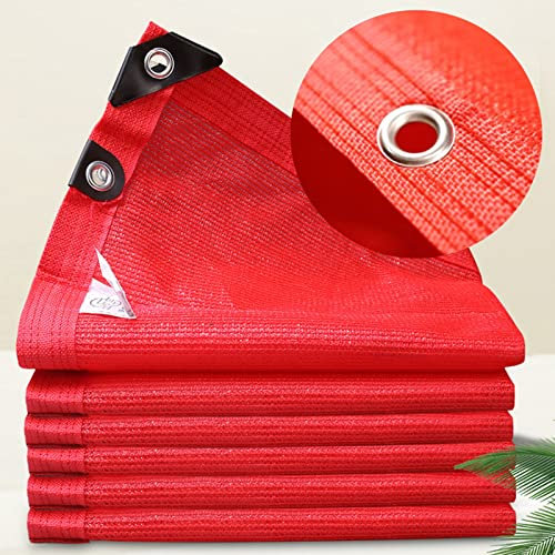 Telo parasole rosso 4 x 8 m, per piante da giardino, serra, con protezione solare UV al 92% e occhielli in alluminio, vela ombreggiante con corde