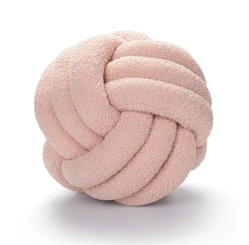 MZSKLW Knotenkissen, Lammwolle, handgewebt, Ballkissen, Sofa, Wohnzimmer, ballförmiges Kissen, Kopfteil, Rückenlehne für Bett, Wohnzimmer, Bodenkissen, Rosa, 22 cm