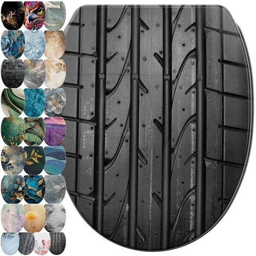 Sanilo WC Sitz mit Absenkautomatik & Schnellverschluss, Toilettendeckel per Knopfdruck abnehmbar, einfache Montage von oben (Tyre)