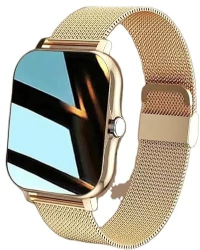 Ultra-Sottile Orologio Intelligente da 1,69 Pollici Schermo Quadrato Bluetooth Chiamata IP67 Impermeabile Lungo Standby smartwatch con funzioni frequenze cardiache, sangue ecc. (oro)