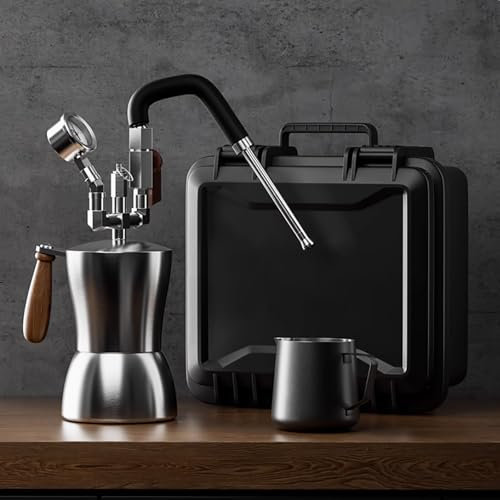 FEVKFTXF Espumador de Leche al Vapor, espumador de café para Acampar en casa, cafetera portátil, Calentador de Leche y espumador,A