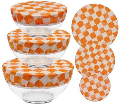 yuuzue 3 Pcs Beeswax Bowl Covers Reusable Cloth Cotton Bowl Covers Elastic Beeswax Food Wraps Elastic Fabric Cover Kitchen Storage Containers Lids for Bread Proofing Food Storage