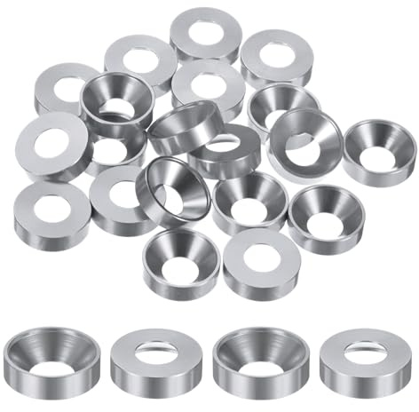 M METERXITY 20 Pcs Rondelle A Testa Svasata M8, Diametro Foro 0.31/8mm, Lega Di Alluminio, Guarnizione A Coppiglia Per Testa Vite Per Parti Industriali [Colore Argento]
