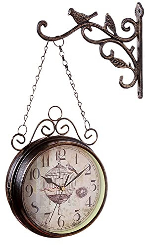 Orologio da Giardino bifacciale per Esterni - Orologio da Parete in Metallo Innovativo e alla Moda in Ferro battuto - Orologio a Forma di Campana