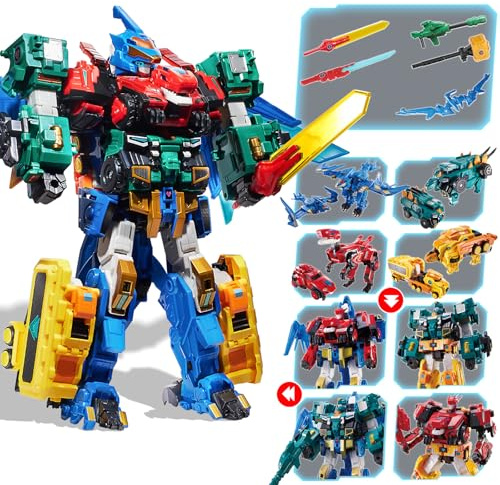 QUANTUM HEROES DINOSTER 4-in-1 Robot, 16.14 Mega Robot, 4 Modes, Age 5+ | 4-in-1 robot: 4 vehicles, 4 dinosaurs, 2 sub-robots, or 1 mega robot. 16.14 tall. No batteries. Gift for kids 5+