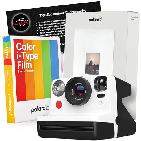 Instant Camera Bundle with Polaroid Now Gen 2, 8x Shot Colour i-Type Film, Large Polaroid Album and Clikoze Photography Tips Card