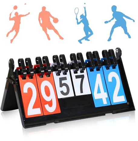 Zyluniy Tabellone Segnapunti, Tabellone Sportivo Portatile a Fogli, Display Punteggio 0-99 a Ribalta per Competizioni di Pallacanestro, Badminton, Tennistavolo, Pallavolo, Baseball