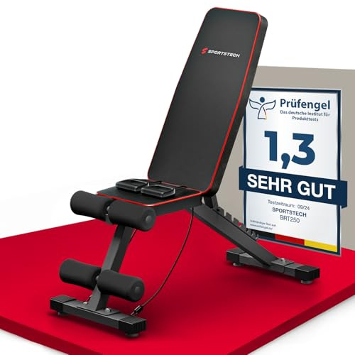 Sportstech BRT250 Hantelbank klappbar & verstellbar – Multifunktionale Fitnessbank für zuhause, 7 in 1 Schrägbank & Trainingsbank für Ganzkörpertraining, kompakt faltbar, bis 300 kg belastbar