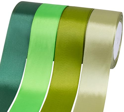 Fyshird Schleifenband Grün 40mm Geschenkband Satinband Polyester Bänder zum Basteln Dekoband für Hochzeit Deko Geschenkverpackung Geburtstag DIY(Grüne Serie)