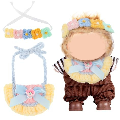 Mikinona Accessori Vestiti per Bambole Fascia Floreale e Bavaglino in Cotone per Bambole Morbido e Resistente per Collezionisti
